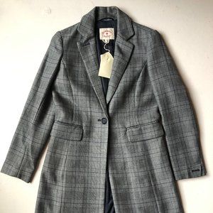 Brooks Brothers Red Fleece Womens Gray/Blue Plaid Coat Size 2 NWT